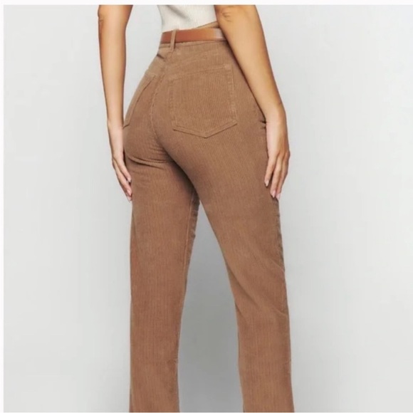 Reformation Jeans Cynthia Button Fly High Rise Corduroy Pants In Clay Size 25 - Picture 8 of 10